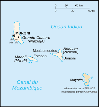 Carte de l'archipel des Comores - image wikipédia