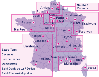 Carte des juridictions administratives (site du Conseil d'Etat)